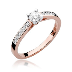 Złoty pierścionek W052 Diament 0,30ct różowe złoto pr. 585