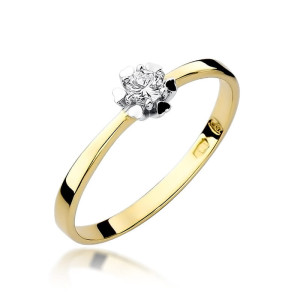 Złoty pierścionek W053 Diament 0,10ct żółte złoto pr. 585