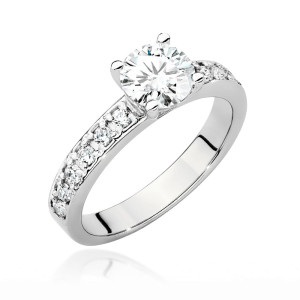 Złoty pierścionek W534 Diament Laboratoryjny 1,00ct białe złoto pr. 585