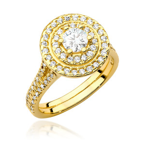 Złoty pierścionek W549 Diament Laboratoryjny 0,40ct żółte złoto pr. 585