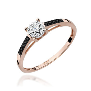 Złoty pierścionek W055 Diament 0,08ct różowe złoto pr. 585