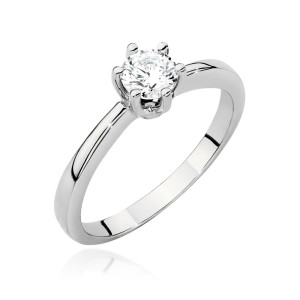 Złoty pierścionek W563 Diament Laboratoryjny 0,40ct białe złoto pr. 585