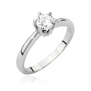 Złoty pierścionek W563 Diament Laboratoryjny 0,50ct białe złoto pr. 585