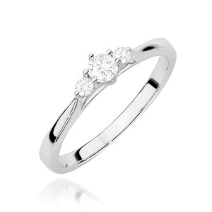 Złoty pierścionek W0608 z diamentami białe złoto pr. 585