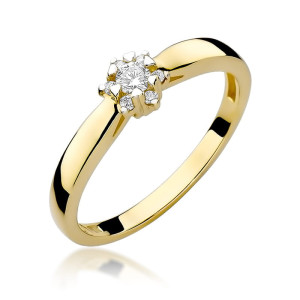 Złoty pierścionek W061 Diament 0,10ct żółte złoto pr. 585