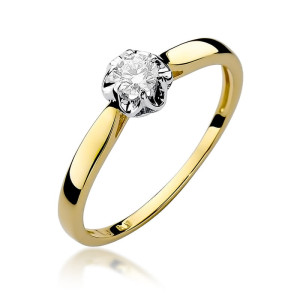 Złoty pierścionek W062 Diament 0,15ct żółte złoto pr. 585