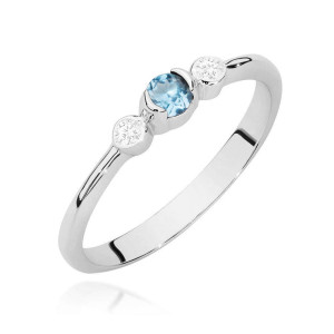 Złoty pierścionek W0620 Topaz 0,15ct białe złoto pr. 585
