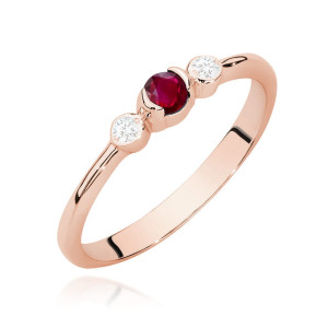 Złoty pierścionek W0620 Rubin 0,15ct różowe złoto pr. 585