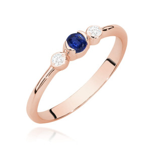 Złoty pierścionek W0620 Szafir 0,15ct różowe złoto pr. 585