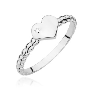 Złoty pierścionek W0637 Diament 0,01ct białe złoto pr. 585
