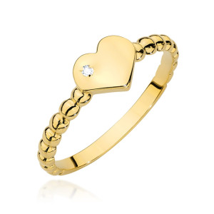 Złoty pierścionek W0637 Diament 0,01ct żółte złoto pr. 585