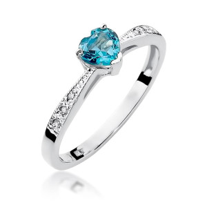 Złoty pierścionek W065 Topaz 0,50ct białe złoto pr. 585