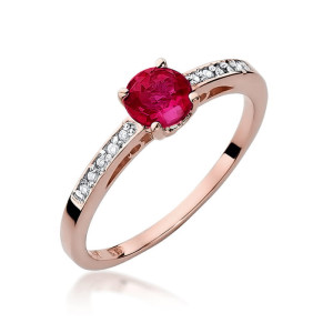 Złoty pierścionek W066 Rubin 0,60ct różowe złoto pr. 585