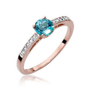 Złoty pierścionek W066 Topaz 0,50ct różowe złoto pr. 585