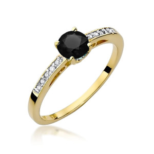 Złoty pierścionek W066 Czarny Diament 0,50ct żółte złoto pr. 585
