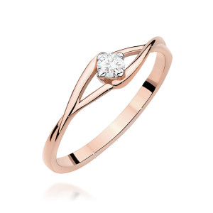 Złoty pierścionek W0669 Diament różowe złoto pr. 585