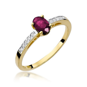 Złoty pierścionek W067 Rubin 0,60ct żółte złoto pr. 585
