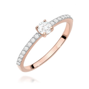 Złoty pierścionek W0671 z diamentami różowe złoto pr. 585