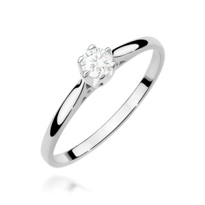 Złoty pierścionek W0672 Diament 0,18ct białe złoto pr. 585