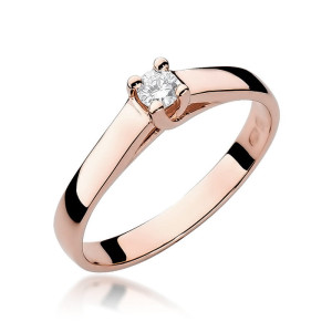 Złoty pierścionek W070 Diament 0,10ct różowe złoto pr. 585