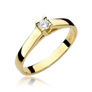 Złoty pierścionek W070 Diament 0,10ct żółte złoto pr. 585