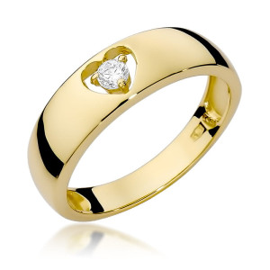 Złoty pierścionek W071 Diament 0,10ct żółte złoto pr. 585