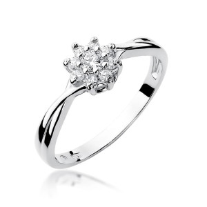 Złoty pierścionek W072 Diament 0,10ct białe złoto pr. 585