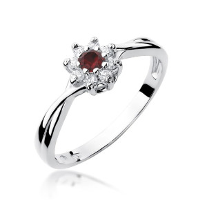 Złoty pierścionek W072 Rubin 0,15ct białe złoto pr. 585