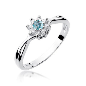 Złoty pierścionek W072 Topaz 0,15ct białe złoto pr. 585