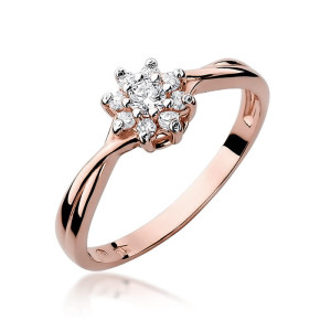 Złoty pierścionek W072 Diament 0,10ct różowe złoto pr. 585
