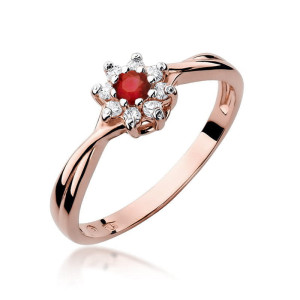 Złoty pierścionek W072 Rubin 0,15ct różowe złoto pr. 585