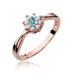 Złoty pierścionek W072 Topaz 0,15ct różowe złoto pr. 585