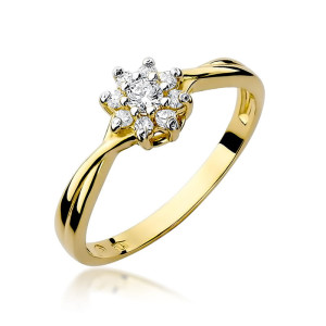 Złoty pierścionek W072 Diament 0,10ct żółte złoto pr. 585