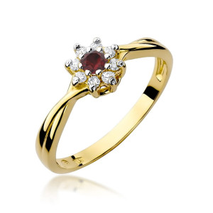 Złoty pierścionek W072 Rubin 0,15ct żółte złoto pr. 585