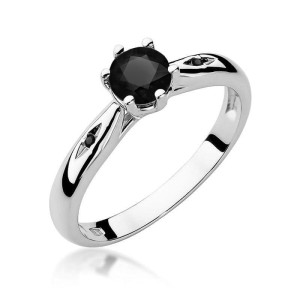 Złoty pierścionek W074 Czarny Diament 0,50ct białe złoto pr. 585