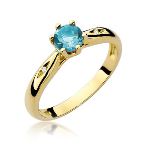 Złoty pierścionek W074 Topaz 0,50ct żółte złoto pr. 585