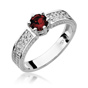 Złoty pierścionek W075 Rubin 0,60ct białe złoto pr. 585