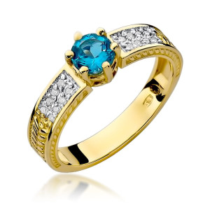 Złoty pierścionek W075 Topaz 0,50ct żółte złoto pr. 585