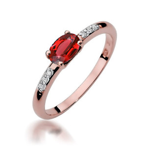Złoty pierścionek W077 Rubin 0,60ct różowe złoto pr. 585