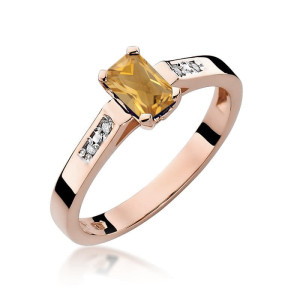 Złoty pierścionek W078 Cytryn 0,60ct różowe złoto pr. 585