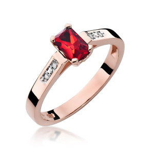 Złoty pierścionek W078 Rubin 0,80ct różowe złoto pr. 585