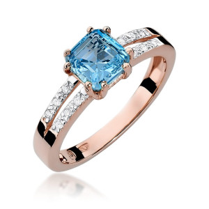 Złoty pierścionek W079 Topaz 1,10ct różowe złoto pr. 585