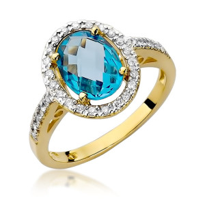 Złoty pierścionek W080 Topaz 1,70ct żółte złoto pr. 585
