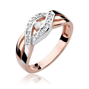 Złoty pierścionek W083 Diament 0,05ct różowe złoto pr. 585