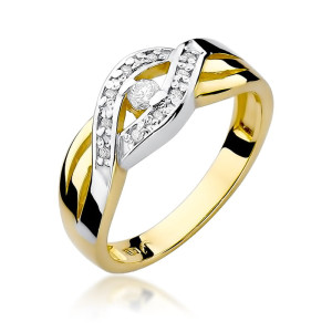 Złoty pierścionek W083 Diament 0,05ct żółte złoto pr. 585