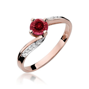 Złoty pierścionek W084 Rubin 0,60ct różowe złoto pr. 585