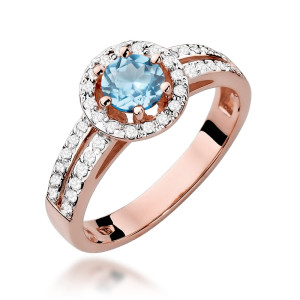 Złoty pierścionek W087 Topaz 0,50ct różowe złoto pr. 585