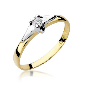 Złoty pierścionek W088 Diament 0,10ct żółte złoto pr. 585