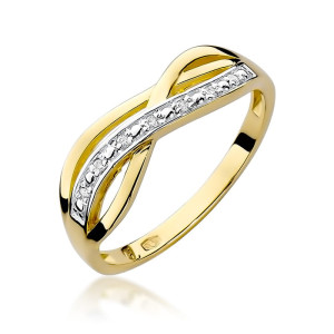 Złoty pierścionek W090 z diamentami żółte złoto pr. 585