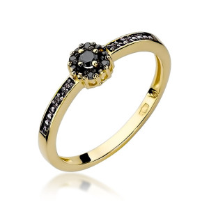 Złoty pierścionek W091 Czarny Diament 0,02ct żółte złoto pr. 585
